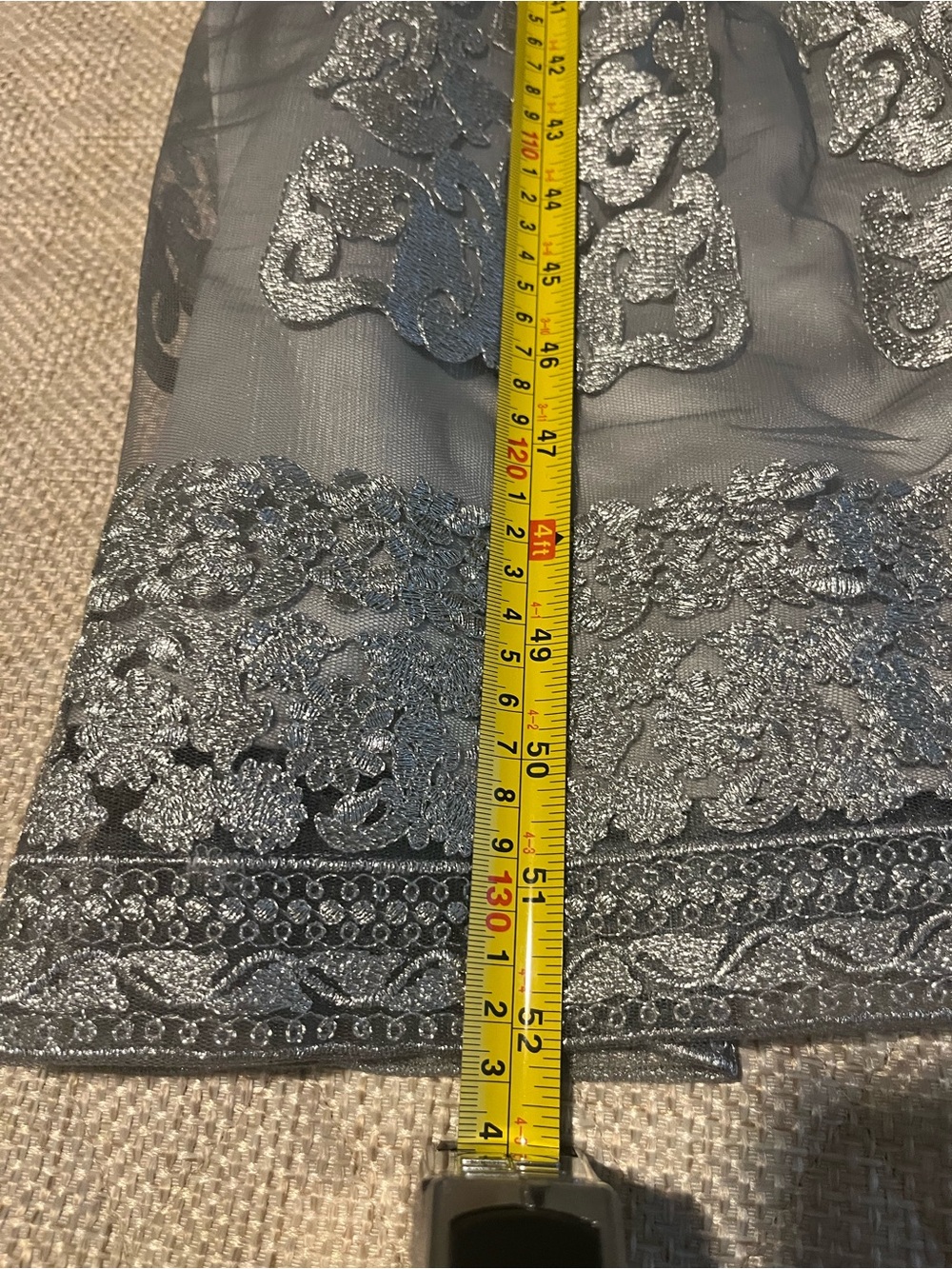 Kay Unger Silver Lace-Overlay Evening Gown - Picture 14 of 15